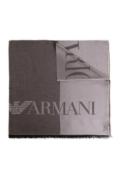 Emporio Armani Logo Jacquard Frayed In Multi