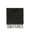 Emporio Armani Logo-jacquard Fringed Scarf In Black