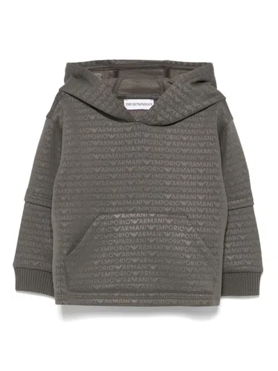 Emporio Armani Babies' Logo-jacquard Hoodie In 绿色