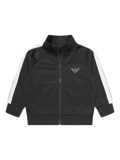 Emporio Armani Kids' Logo-jacquard Jersey Jacket In Blue