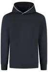 Emporio Armani Logo Jacquard Long Sleeved Hoodie In Navy