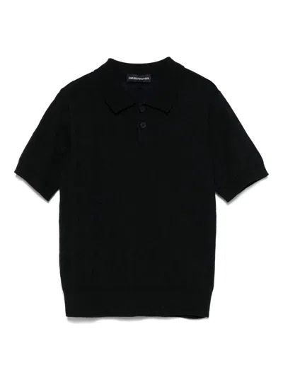 Emporio Armani Kids' Logo-jacquard Polo Shirt In Blue