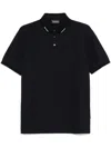 Emporio Armani Embroidered-logo Polo Shirt In Black
