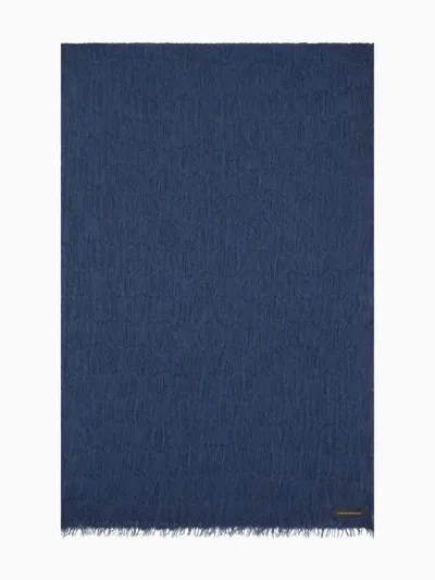 Emporio Armani Logo-jacquard Scarf In Blue