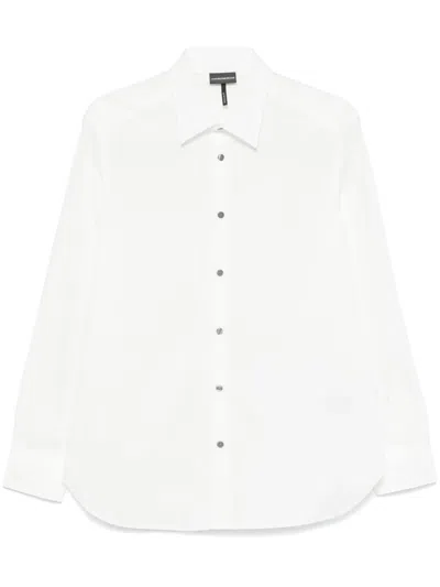 Emporio Armani Men's Allover Logo Cotton Shirt In White