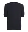 Emporio Armani Logo Jacquard Short-sleeve Sweater In Blue