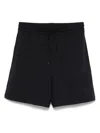 Emporio Armani Logo Print Cotton Shorts In Blue