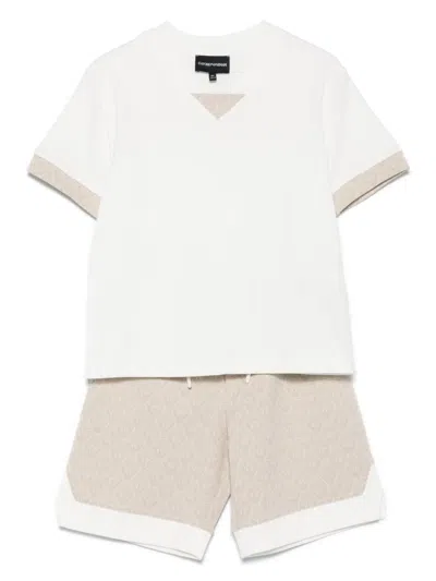 Emporio Armani Kids' Logo-jacquard Shorts Set In 白色