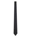 Emporio Armani Cravatta In Pura Seta Monogram Jacquard Nera In Black