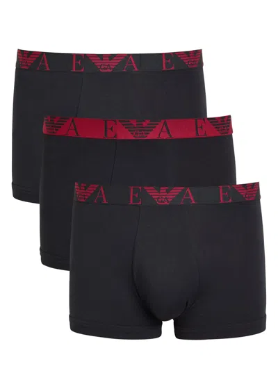 Emporio Armani Logo-jacquard Stretch-cotton Boxers In Black