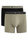 Emporio Armani Logo-jacquard Stretch-cotton Boxers In Khaki