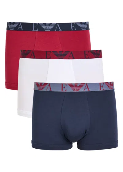 Emporio Armani Logo-jacquard Stretch-cotton Boxers In Multi