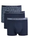 Emporio Armani Logo-jacquard Stretch-cotton Trunks In Blue