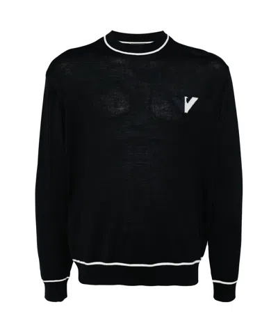 Emporio Armani Logo-jacquard Sweater In Black