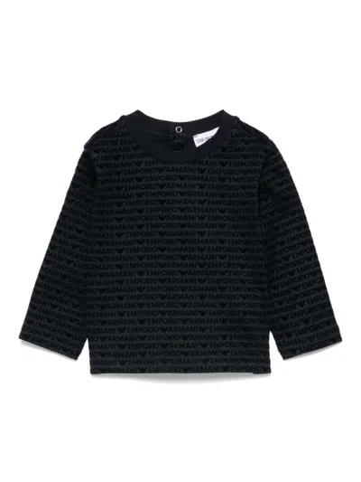 Emporio Armani Babies' Logo-jacquard T-shirt In Blue