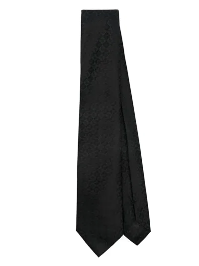 Emporio Armani Black Silk Logo Tie