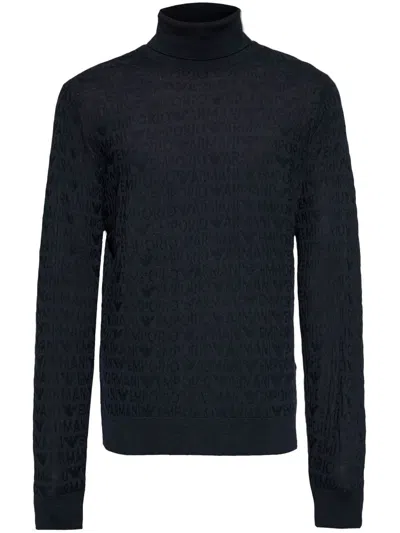 Emporio Armani Mock Pullover In Blue