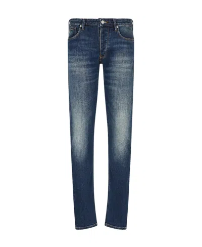 Emporio Armani Logo Jeans In Blue