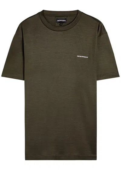 Emporio Armani Logo Jersey T-shirt In Green