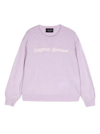 Emporio Armani Kids' Logo Jumper In Purple
