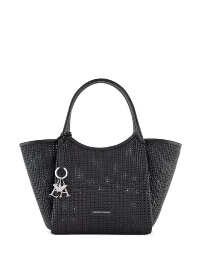 Emporio Armani Logo-key Fob Tote Bag In Black