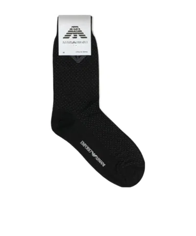 Emporio Armani Logo Knitted Socks In Black