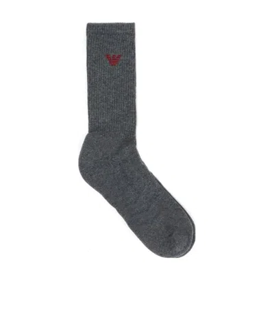 Emporio Armani Logo Knitted Socks In Black
