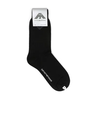 Emporio Armani Logo Knitted Socks In Black