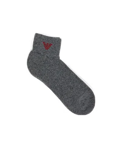 Emporio Armani Logo Knitted Socks In Black