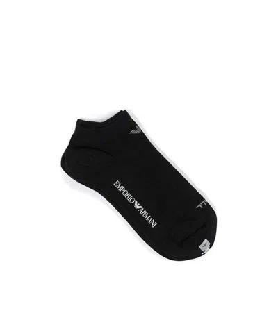 Emporio Armani Logo Knitted Socks In Black