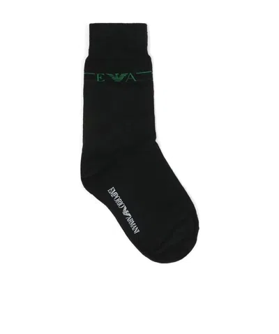 Emporio Armani Logo Knitted Socks In Black