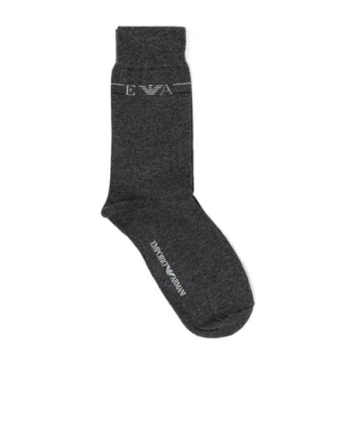Emporio Armani Logo Knitted Socks In Black