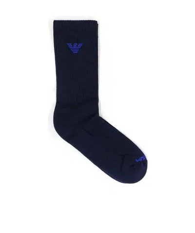 Emporio Armani Logo Knitted Socks In Black