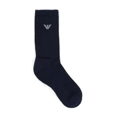 Emporio Armani Logo Knitted Socks In Black