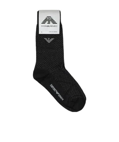 Emporio Armani Logo Knitted Socks In Black