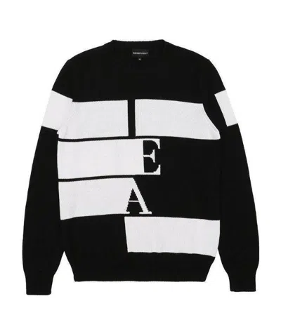 Emporio Armani Logo Knitted Sweater In Black
