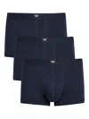 Emporio Armani Logo-plaque Stretch-cotton Trunks In Blue
