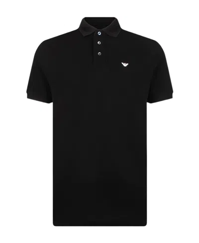 Emporio Armani Logo Lapel Polo Shirt In Black