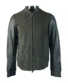 Emporio Armani Logo Leather Jacket In Black
