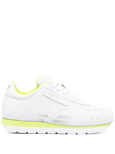 Emporio Armani Logo Leather Sneakers In White