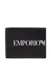 Emporio Armani Logo Leather Wallet In Blue