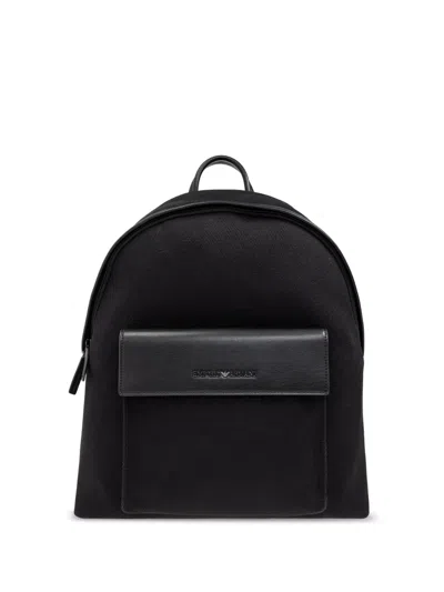 Emporio Armani Logo-lettering Backpack In Black