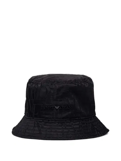 Emporio Armani Kids' Logo-lettering Bucket Hat In Black