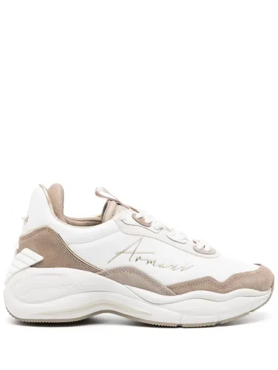 Emporio Armani Logo-lettering Chunky Sneakers In Weiss