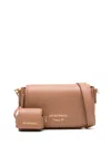 Emporio Armani Logo-lettering Pebbled Crossbody Bag In Brown