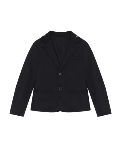 Emporio Armani Logo-lettering Single-breasted Blazer In Black