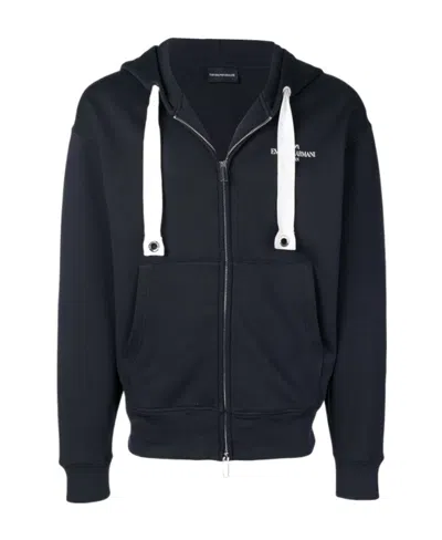 Emporio Armani Logo Logo Zipper Sweater In Black