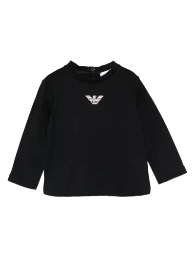 Emporio Armani Babies' Logo Long-sleeve T-shirt In Black