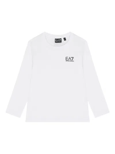 Emporio Armani Kids' Logo Long-sleeve T-shirt In White