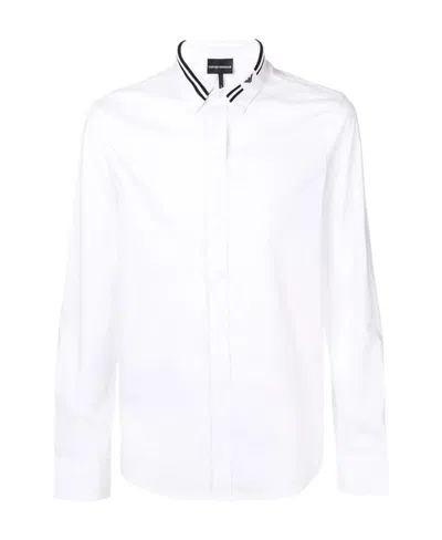 Emporio Armani Logo Long-sleeved Shirt In White